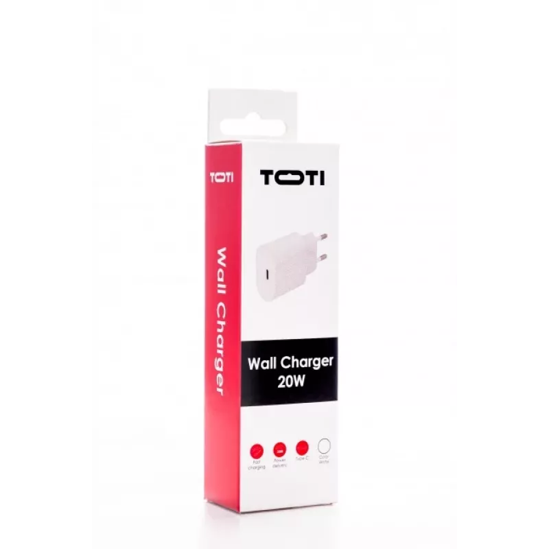 SEEK TOTI 20W USB-C PD nešiojamas sieninis greitasis įkroviklis, baltas