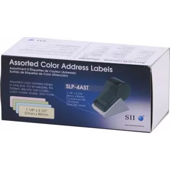 Seiko SLP-4AST Įvairiaspalvės adresų etiketės - 28 x 89 mm, 520 etikečių (4 ritinėliai po 130) Smart Label Printer 420/425/430/440/450 spausdintuvams