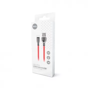 Setty USB-A į Micro-USB laidas 1,0 m 3A greitas įkrovimas Raudonas FC-M