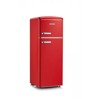Šaldytuvas su šaldikliu SEVERIN RKG 8930 Retro Red, 208 L, energijos klasė E