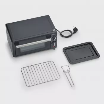 Severin TO 2062 mini orkaitė, 9 L, 800 W, su rotisserie, šepečiuotas nerūdijantis plienas/juoda