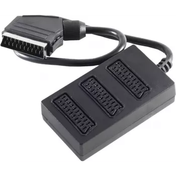 shiverpeaks BASIC-S Scart skirstytuvas, 1x Scart tėvinis į 3x Scart motininius, 0,5 m, pilnai sujungtas, juodas (BS94051)