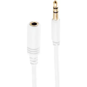 SHIVERPEAKS BASIC-S Super Slim 3,5mm stereo garso prailginimo kabelis, vyriškas į moterišką, auksuotas, baltas, 1,5 m (BS33982-W)