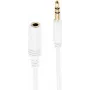 SHIVERPEAKS BASIC-S Super Slim 3,5mm stereo garso prailginimo kabelis, vyriškas į moterišką, auksuotas, baltas, 1,5 m (BS33982-W)