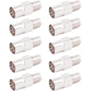 SHIVERPEAKS IEC to F-Type koaksialinis adapteris, 10 vnt., 75 Ohm, nikeliuotas žalvaris, moteriškas-moteriškas BS85324-SET10