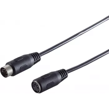 SHIVERPEAKS Premium Audio Cable, 5-Pin DIN Male to 5-Pin DIN Female, 2,5 m, auksuoti kontaktai, dvigubai ekranuotas, juodas