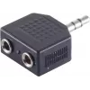 ShiverPeaks S/CONN maximum connectivity 3,5mm stereo jack adapteris (skirstytuvas), 1 vyriškas į 2 moteriškus, nikeliuoti kontaktai, juodas (57080)