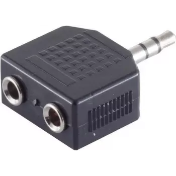ShiverPeaks S/CONN maximum connectivity 3,5mm stereo jack adapteris (skirstytuvas), 1 vyriškas į 2 moteriškus, nikeliuoti kontaktai, juodas (57080)