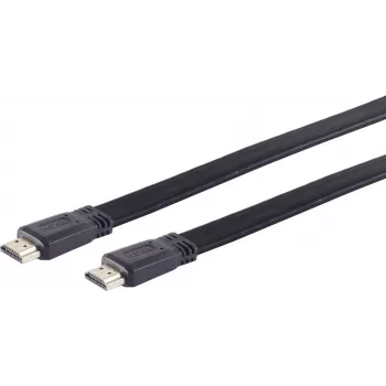ShiverPeaks S/CONN maximum connectivity plokščias HDMI kabelis, HDMI Type A Male į HDMI Type A Male, auksuoti kontaktai, 4K Ultra HD, 3D, HEAC, 3,0 m, juodas 77473-FLAT