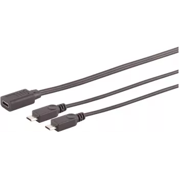 SHIVERPEAKS S/CONN maximum connectivity USB-C female į 2x USB Micro-B male Y-splitter adapterio kabelis, USB 2.0, 0,3m, juodas 13-20021