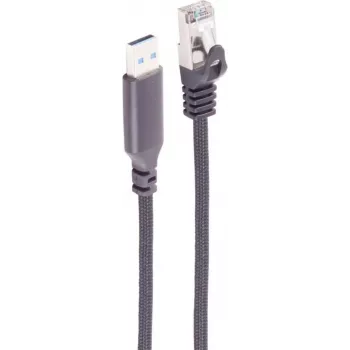 SHIVERPEAKS USB-A į RJ45 Gigabit Ethernet adapterio kabelis, 7,5 m, aliuminis, juodas BS14-52065