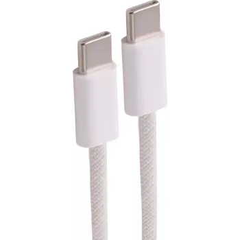 SHIVERPEAKS USB-C į USB-C įkrovimo kabelis, USB 2.0, 60W, baltas pintas tekstilinis, 1,5 m BS14-21156