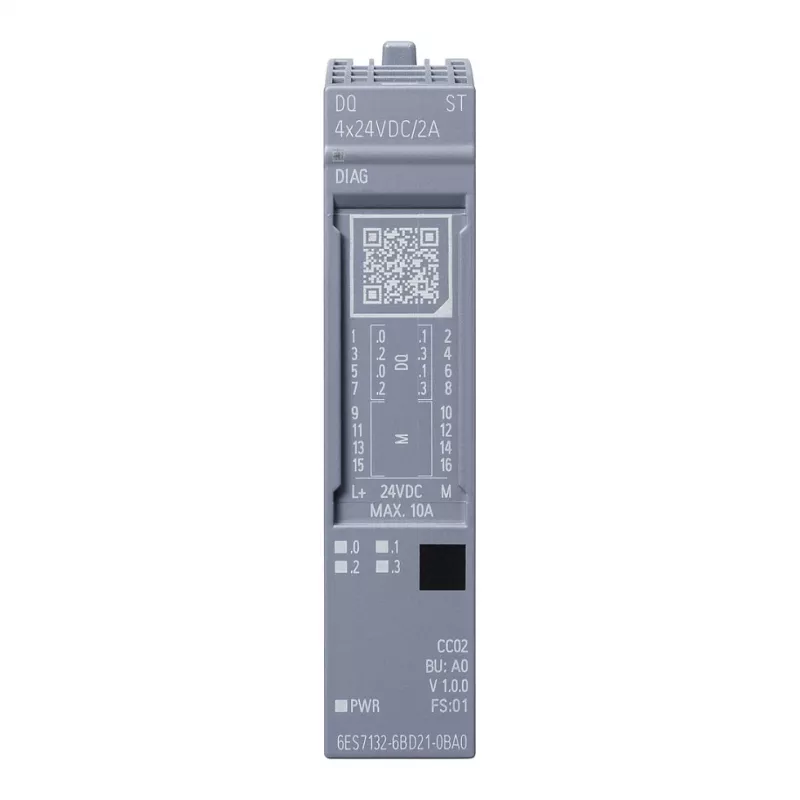 SIEMENS SIMATIC ET 200SP Skaitmeninių išėjimų modulis DQ 4x24VDC/2A ST (6ES7132-6BD21-0BA0)