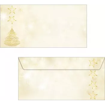 SIGEL DU083 Graceful Christmas DIN ilgo voko, lipnus, 90 g/m² specialus popierius, skirta rašaliniams/lazeriniams/kopijavimo aparatams, baltas su šventiniu dizainu, 25 vokai