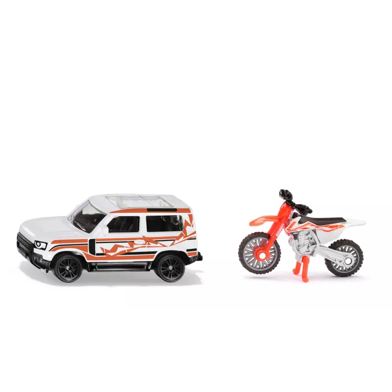 SIKU Blister rinkinys: Land Rover Defender ir KTM motociklas