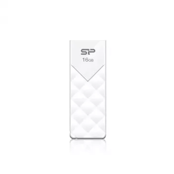 Silicon Power 16GB USB 2.0 Flash Drive, retrahuojamas be dangtelio dizainas, baltas