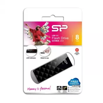 Silicon Power SP008GBUF2U03V1K 8GB USB 3.2 Gen 1 įtraukiama atmintinė, juoda