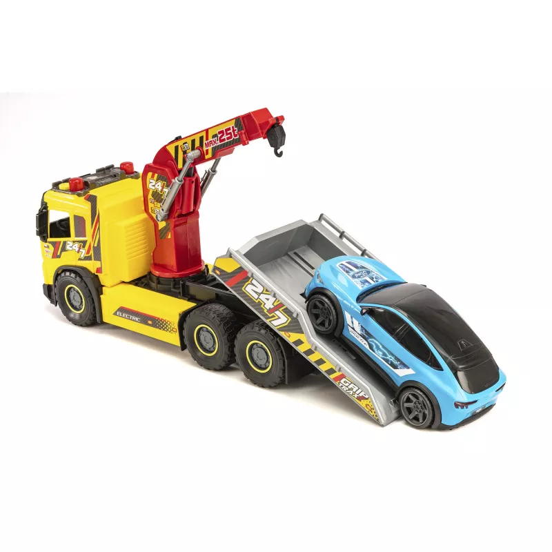 SIMBA-DICKIE Giant Tow Truck su šviesomis, garsais, judančiu kranu ir gerve – gelbėjimo žaislas vaikams nuo 3 metų