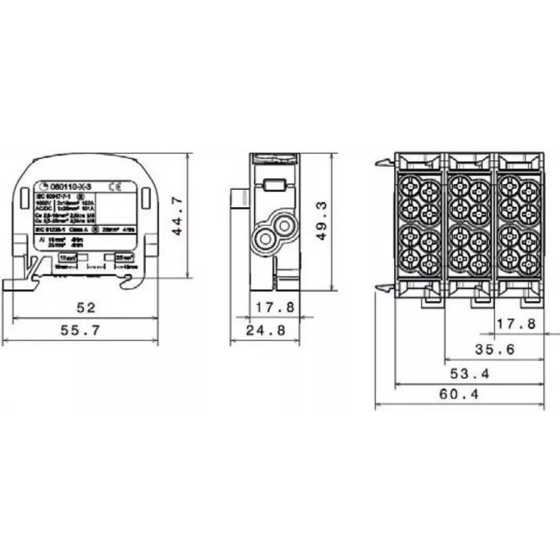 SIMET SCB 25 Al/Cu 80A 1 polio šakotuvas rudas 81501015 | ITwork.lt