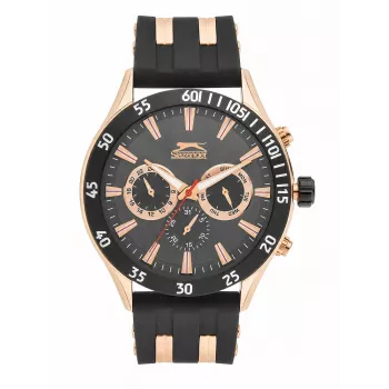 SLAZENGER MAN SL96076203 Vyriškas analoginis kvarcinis laikrodis, 48 mm, mėlynas ciferblatas, rudo odos dirželis