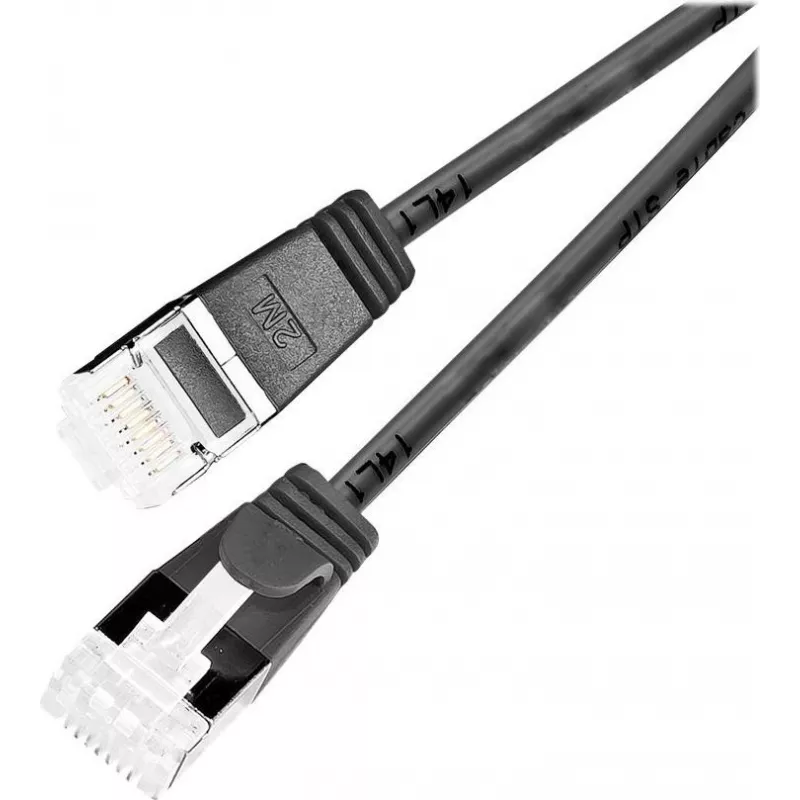 Wirewin Light Patch Cable Round U/FTP Cat 6a juodas 0,5m plonas lankstus PoE (PKW-LIGHT-STP-K6A 0.5 SW)