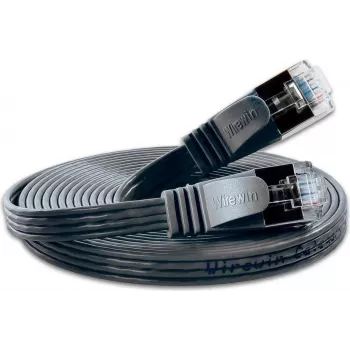 Wirewin SLIM S6 015 SW - Cat.6 SLIM tinklo kabelis, STP(PIMF), 0,15 m, juodas (PKW-STP-SLIM-KAT6 0.15 SW)