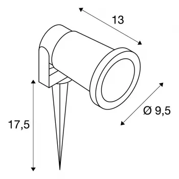 SLV Nautilus Spike Garden Spotlight 227410 GU10 IP65 su žemės smaigaliu ir 1,5 m laidu, juoda