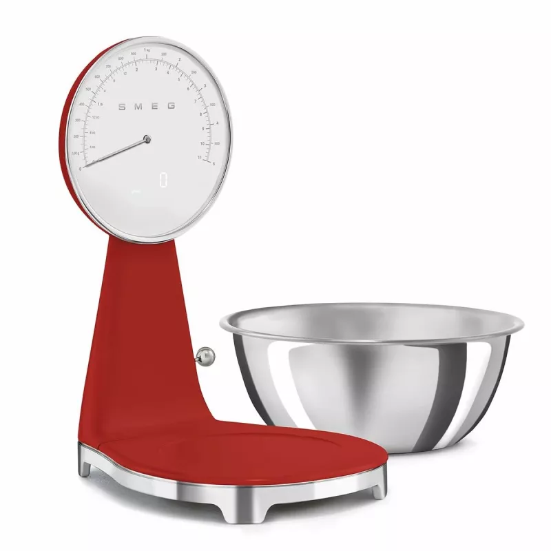 SMEG analoginė ir skaitmeninė virtuvinė svarstyklė raudona KSF01RDWW