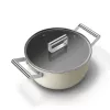 Smeg CSF2412CRM puodas, 24 cm, keramine nelipni danga, nerūdijančio plieno rankena, matinė kreminė spalva