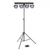 Soundsation 4LEDKIT-PARTY2 4-in-1 LED apšvietimo rinkinys su Derby, PAR, Stroboskopu, Lazeriu, Trikojžiu, IR nuotolinio valdymo pultu ir Pėdų valdikliu