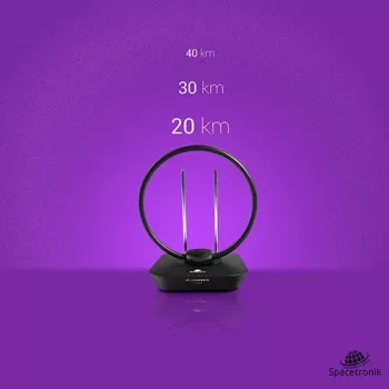 Spacetronik Locus patalpų DVB-T2 antena su 45 dB stiprintuvu ir maitinimo adapteriu