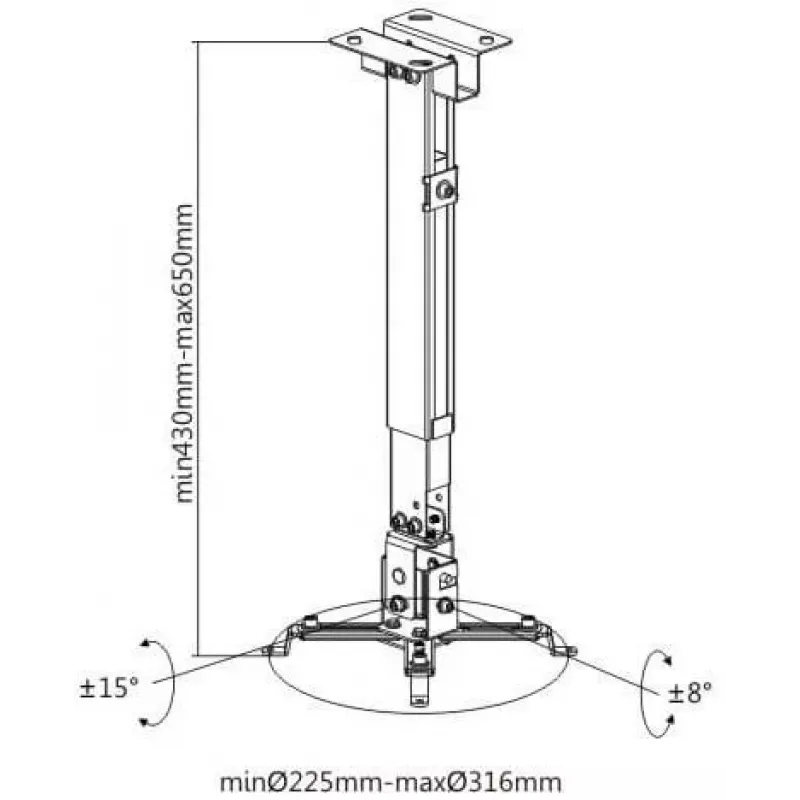 Spacetronik SPA-P01B Universalus projektoriaus laikiklis 2-in-1 luboms/sienai, 15 kg, plienas, juodas