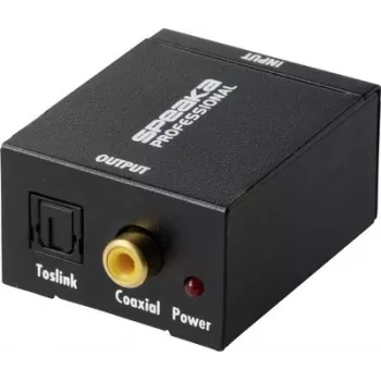 SpeaKa Professional SP-ATDAC-100 analoginio į skaitmeninį garso konverteris RCA į Toslink ir koaksialinį 24-bit/48kHz juodas SP-13904368