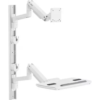 SpeaKa Professional SP-MM-961 pilno judrumo sieninis laikiklis 17-49 colių monitoriams, baltas, reguliuojamo aukščio, sukimas ir pakreipimas, VESA iki 100x100, 20 kg
