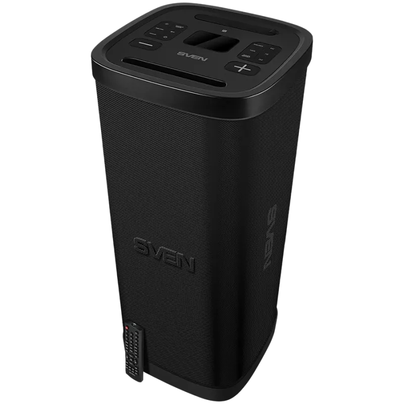 Kolonėlė Party Box SVEN PS-1250, juoda (300W, TWS, IPx4, Bluetooth, FM, USB, microSD, LED ekranas, 13500mAh)