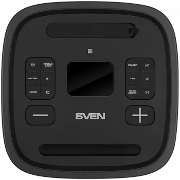 Kolonėlė Party Box SVEN PS-1250, juoda (300W, TWS, IPx4, Bluetooth, FM, USB, microSD, LED ekranas, 13500mAh)