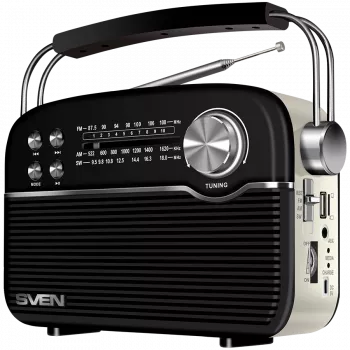 Garsiakalbis SVEN SRP-500, juodas (3W, Bluetooth, FM/AM/SW, USB, microSD, AUX, baterija)