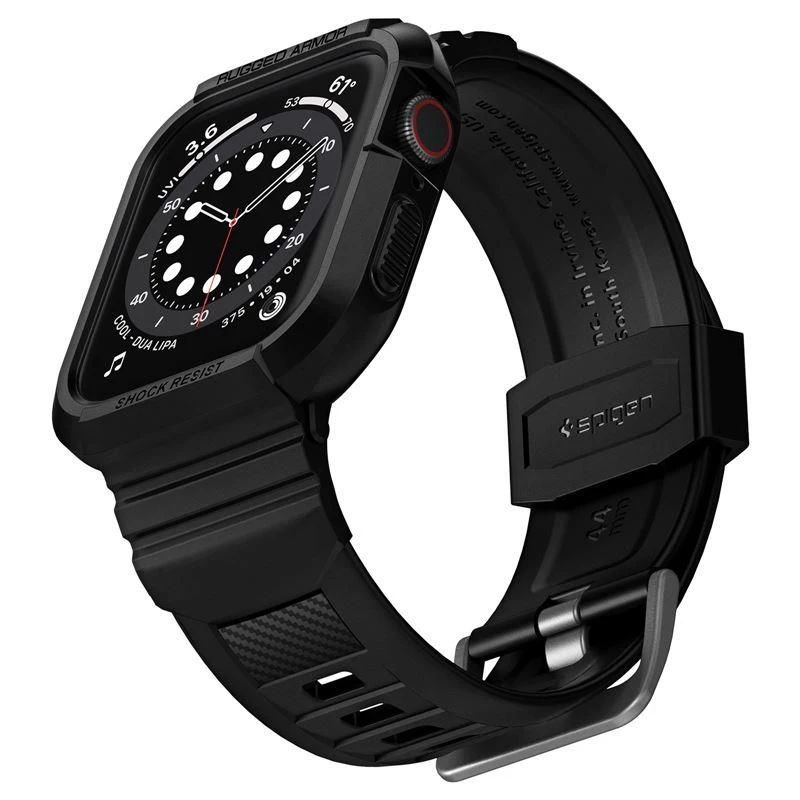 Spigen sportinė apyrankė su integruotu apsauginiu korpusu Apple Watch 44 mm, juoda