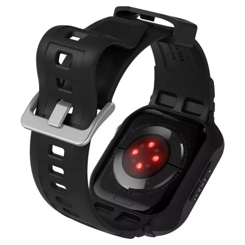 Spigen sportinė apyrankė su integruotu apsauginiu korpusu Apple Watch 44 mm, juoda