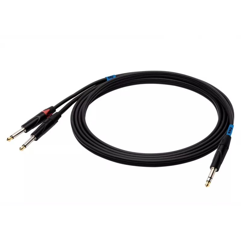 SSQ JSJM2 SS-1453 Laidas Jack Stereo - 2x Jack Mono 2 m Juodas