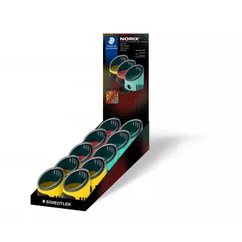 STAEDTLER NORIS vienos angos drožtukas, apvalus, įvairių spalvų, pieštukams iki 8,2 mm, 23° kampu, 1 vnt. (516 001)
