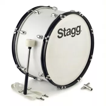 Stagg MABD-2010 20 inch maršinis bosinis būgnas su nešimo sistema ir plaktuku, baltas