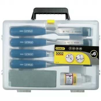 Stanley 5002 Series 6 dalių medžio kaltų rinkinys plastikiniame dėkle