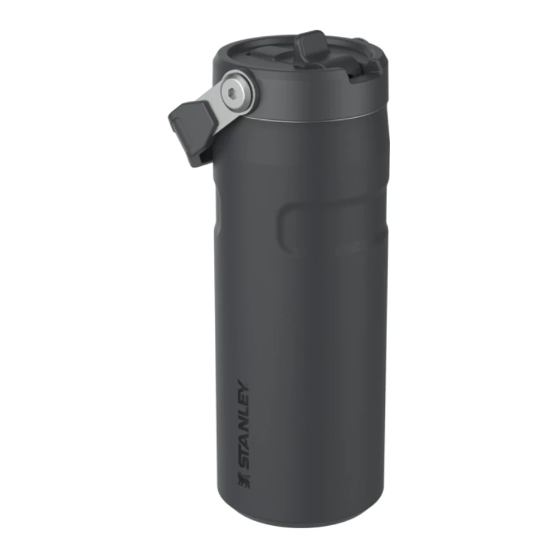 STANLEY IceFlow Bottle Flip Straw 2.0 0,47L juodas termosas su šiaudeliu