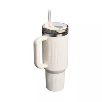 STANLEY The Quencher H2.0 Fluted Tumbler 1,18L Glossy Cream su šiaudeliu
