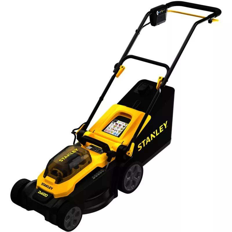 STANLEY V20 belaidė vejapjovė 36V (2x18V) juoda/geltona, 2x 4,0Ah ličio jonų baterijos