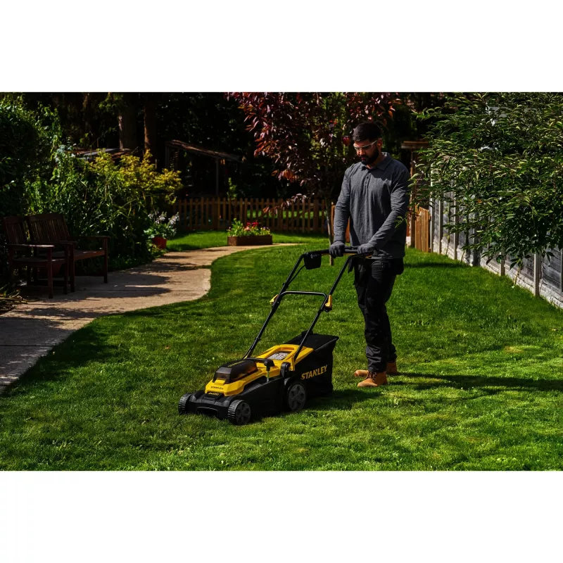 STANLEY V20 belaidė vejapjovė 36V (2x18V) juoda/geltona (be akumuliatoriaus)