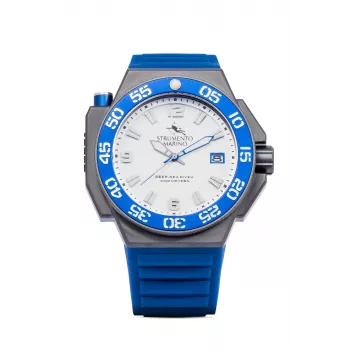 STRUMENTO MARINO SM129S-TTBNBL Vyriškas automatinis nardymo laikrodis 46 mm mėlynu ciferblatu ir silikoniniu dirželiu