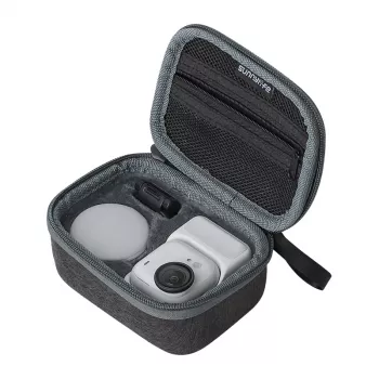 Sunnylife Mini dėklas, skirtas Insta360 GO 2 - EVA kieto korpuso apsauginis dėklas su karabinu, juodas