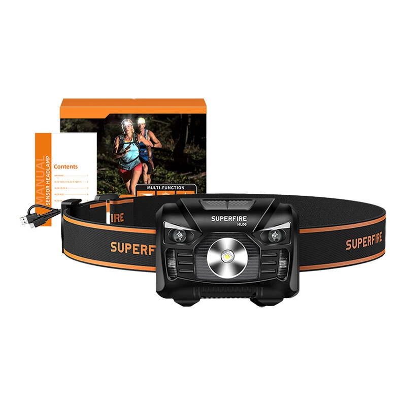Superfire HL06 500 Lumen įkraunamas LED priekinis žibintas, IP44